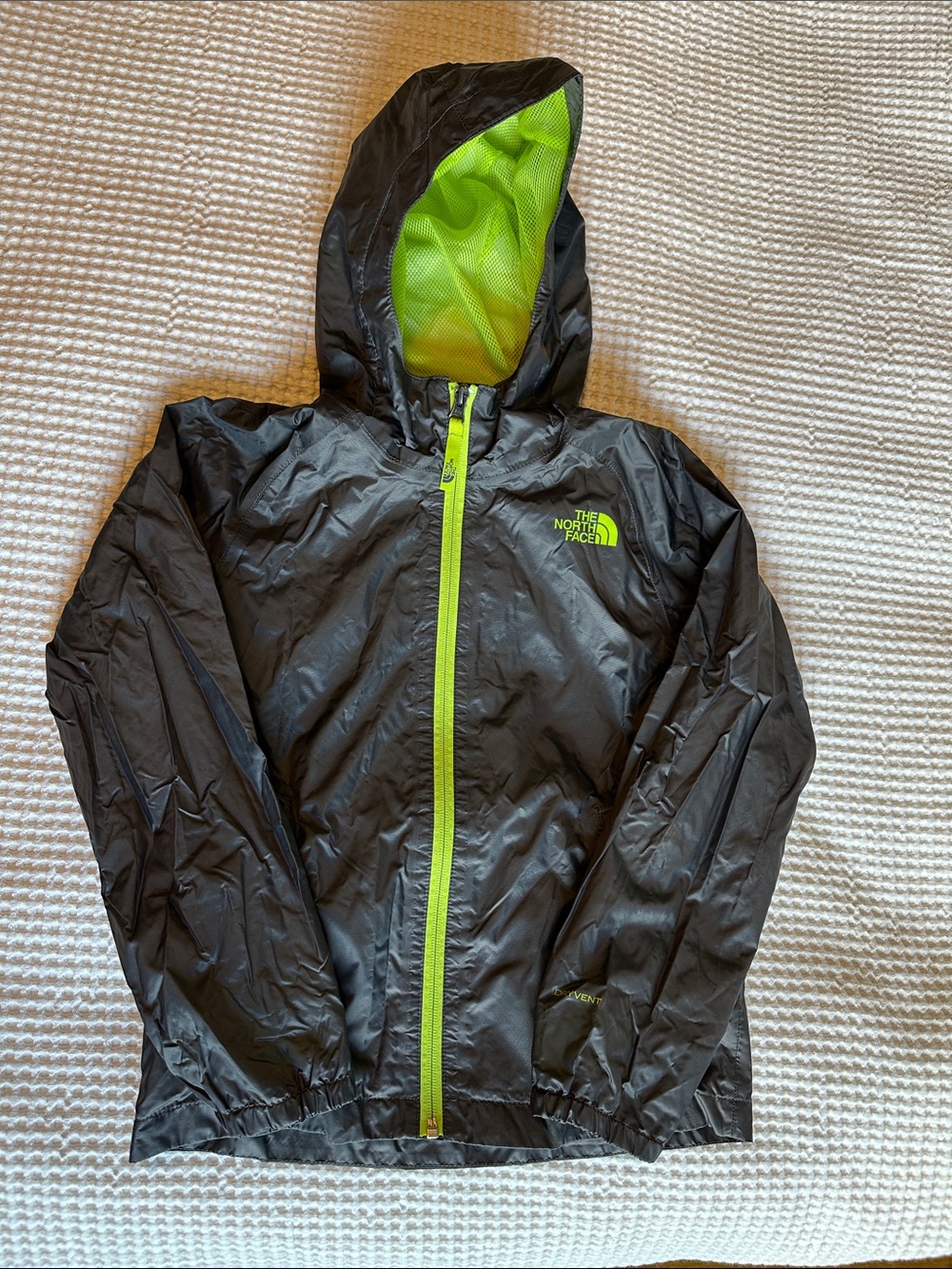 The North Face Neon Yellow-Green Boys' Hooded Jacket size S (7/8)